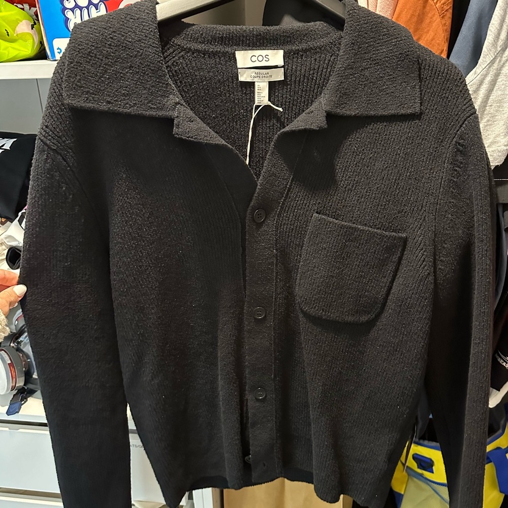 COS Dark Gray Textured Shirt Jacket